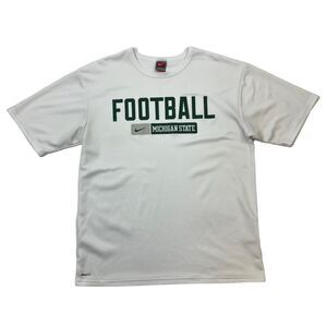 Nike Michigan State Spartans T Shirt Mens L Large White Short Sleeve FitDry Tee